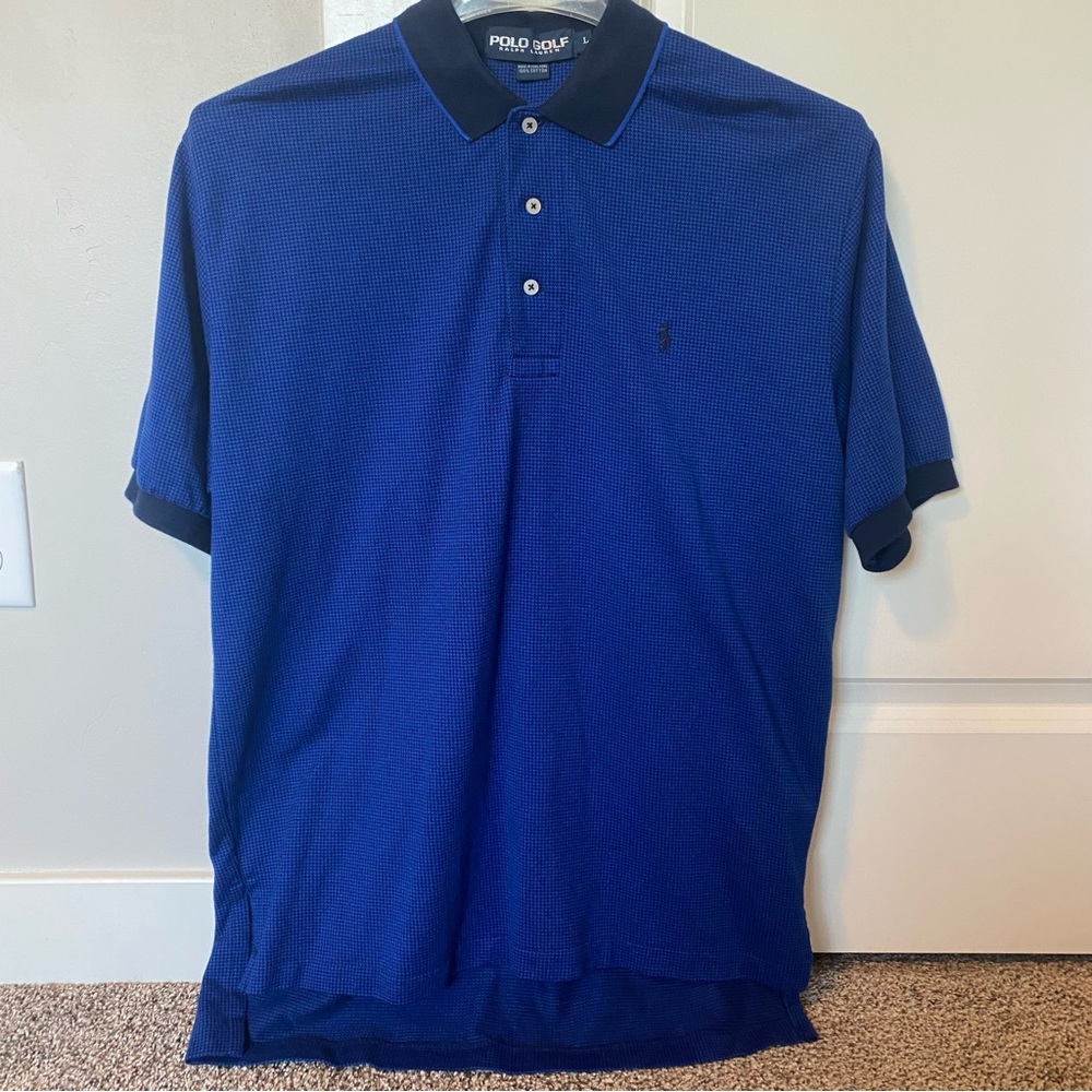 POLO Ralph Lauren Golf Vintage 90s Blue Polo Mens Large Cotton